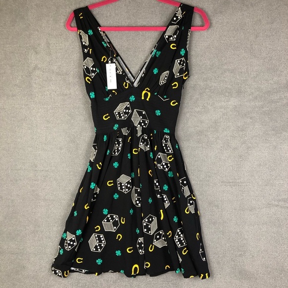 Trashy Diva retro deep cut cami dress lucky charm size 00 - Picture 1 of 8